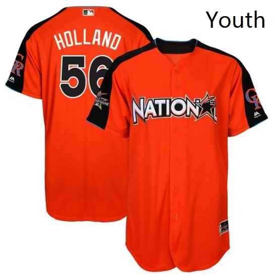 Youth Majestic Colorado Rockies 56 Greg Holland Authentic Orange National League 2017 MLB All Star MLB Jersey
